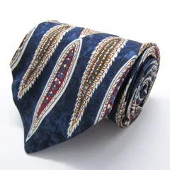 レノマ ブランド ネクタイ 総柄 ペイズリー 幾何学模様 シルク PO メンズ ネイビー renoma 【中古】