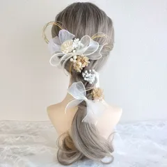 髪飾り ヘッドドレス＊結婚式 成人式 卒業式 和装 打掛 振袖 袴~ソラダリア リボン チュール パール 水引~くすみピンク 12本