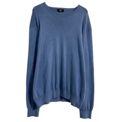 Calvin Klein ニット セーター L 程 ライトブルー カルバンクライン プルオーバー Ｖネック シンプル 秋冬 古着卸 アメリカ仕入 a612-6688