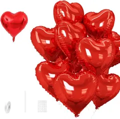 ideamall ハート バルーン 風船 誕生日 アルミ プロポーズ 装飾 飾り付け パーティー 10個セット(レッド)