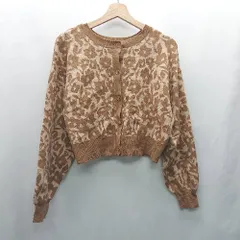 ◇ ⊇ URBAN RESEARCH ITEMS ジャガード 長袖 ニットカーディガン サイズF ブラウン レディース E  【1411280026328】