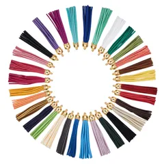 PH PandaHall 約30本/箱 30色 タッセル 8489mm フリンジタッセル キーリング チャーム 携帯ストラップパーツ ロングタイプ スウェード（セーム革） カン付き イヤリング・ネックレスなど ジュエリー 手芸用品 手作り素材 DIY用品 装