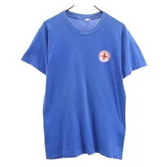 CORPO INFERMIERE VOLONTARIE 80s 90s ヴィンテージ オールド プリント 半袖 Tシャツ ブルー系  ロゴ メンズ 【中古】  【230723】 メール便可