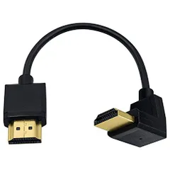 上向き HDMI Duttek HDMI ケーブル 0.15m 短いHDMI2.0ケーブル, L型HDMI アダプタ上向き 90 度HDMI オスオスケーブル，細い1080P HDMIケーブル 4kスーパースリムタイプAオス - タイプAオス