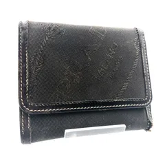 PRADA  プラダ　ロゴジャガード　三つ折り財布　キャンバス×レザー　ブラック　ゴールド金具　イタリア製