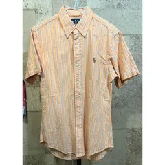 ラルフローレン ストライプ柄 半袖 オックスフォード ボタンダウン シャツ S メンズ オレンジ POLO RALPHLAUREN