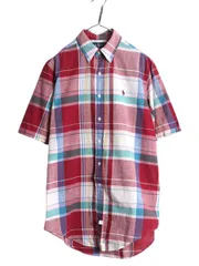 【お得なクーポン配布中!】 90s ラルフローレン マドラス チェック 半袖 ボタンダウン シャツ メンズ М / オールド ポロ BD 半袖シャツ 薄手 コットン ワンポイント