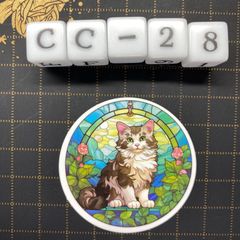 방수 스티커 고양이 스테인드 글라스 스타일 일러스트 멋진 CC-28