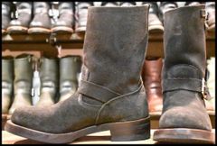 【9D 美品 10年 カスタム】レッドウィング 8274 黒スエード エンジニア ブラック ラフアウト スチールトゥ ブーツ redwing HOPESMORE【FA212】