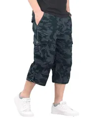 XL_カモフラージュ カーゴパンツ メンズ 作業着 7分丈 ショートパンツ 無地 夏 ゆったり おしゃれ ハーフ 大きいサイズ 迷彩 XL