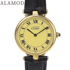 カルティエ マストヴァンドーム LM 590003 革/GP クオーツ 腕時計  