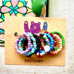 ビーズ リング 8個セット くすみカラーB ハンドメイド