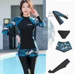 水着 レディース ラッシュガード フィットネス水着 上下セット 4点セット 露出控えめ 。 パッド付き 大きいサイズ 日焼け対策 キレセク ビーチ映え  vii3x281613