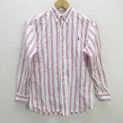 z■ポロラルフローレン/POLO RalphLauren  長袖BDストライプシャツ【160】白ピンク/KIDS/42【中古】