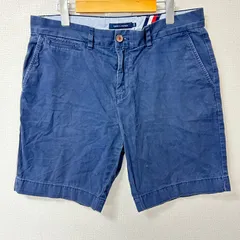 (^w^)b TOMMY HILFIGER トミーヒルフィガー チノ ハーフパンツ ショートパンツ コットン 綿100% シンプル 無地 カジュアル デイリー タウンユース ネイビー 紺 メンズ サイズ34