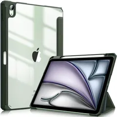 【在庫処分】M2 (2024 第6世代) / ケース Air 5/4 ケース 2022/2020 Air 10.9 インチ 透明バックカバー Apple 11インチ Pencil 収納可能 ワイヤレス充電対応 iPad 三つ折スタンド スリープ機能 軽量 薄型