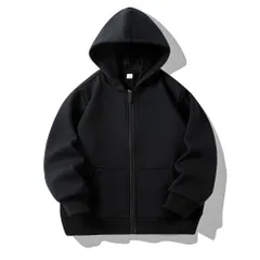 ☆ ブラック ☆ 140cm ☆ ジップパーカー キッズ 裏起毛 lyou283 ジップパーカー キッズ パーカー 上着 羽織り アウター 裏起毛 前開き 無地 シンプル ジャンパー ブルゾン ジャケット スウェット 子ども 子供 フード付き ポケット付き