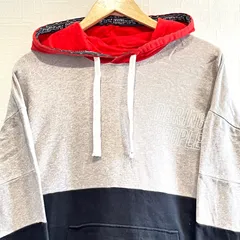 (^w^)b ZARA ザラ パーカー スウェット プルオーバー カンガルーポケット フーディ コットン ストレッチ ゆったり 長袖 カジュアル スポーツ 配色パーカー グレー 紺 赤 メンズ サイズL