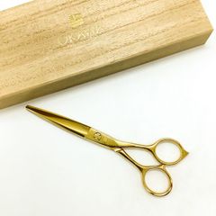 【オオカワプロシザーズ オオカワプロシザーOKAWA PRO SCISSORS】JAGⅡ SGJ60-A ゴールドコーティング シザー メガネ 理容 美容ハサミ 美容師 理容師 右利き 6インチ 中古 sc2162