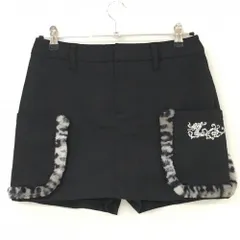 【超美品】ダンスウィズドラゴン キュロットスカート 黒×ベージュ レディース 3(L) ゴルフウェア Dance With Dragon