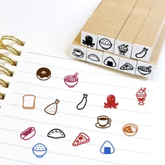 たべものスタンプ ゴム印 ／ ごほうびスタンプ 音読カード 先生 小学生 手帳 かわいい 食べ物 スケジュールスタンプ 日記