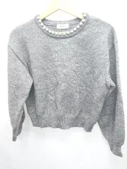 ◇ ⊇ Te chichi TERRASSE テチチ テラス 装飾パール 長袖 ニット セーター サイズF グレー レディース E  【1411130013676】