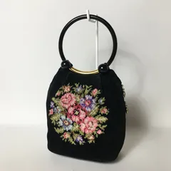 2508-47｜フェイラー ハンドバッグ シュニール織 ブラック 花柄刺繍 2508-47｜フェイラー ハンドバッグ シュニール織 ブラック 花柄