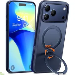 TORRAS iPhone 17 Pro Max 用 ケース【多機能一体・360°新定点回転スタンド】 Magsafe対応 カメラコントロールボタン 高耐久性 耐衝撃 ゼンマイ式スタンド リング 縦横両対応 マグネット搭載 急速充電対応 指紋防止「O