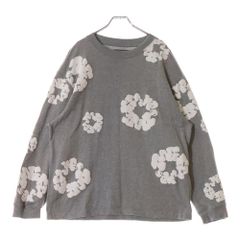DENIM TEARS (デニムティアーズ) Long Sleeve Cotton Wreath T-shirt フラワー総柄 長袖Tシャツ ロンT カットソー グレー