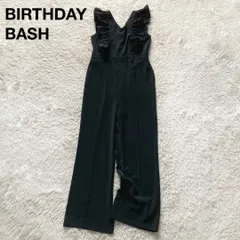 美品 バースデーバッシュ BIRTHDAYBASH オールインワン サロペット フリル ピンタック 美シルエット Vネック ノースリーブ 黒 ブラック Mサイズ