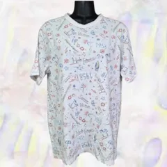 Hush puppies 　ハッシュパピー　Tシャツ　Mサイズ　ホワイト　レディース　伸縮性あり　丸首　プリントTシャツ　リブ　英字ロゴ