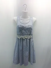 ◇ ◎ WILLSELECTION サイドジップ 裏地 ドット柄 ノースリーブ ショート丈 ワンピース サイズM ブルー レディース E  【1308290052419】