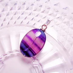 PT176SV ペンダントトップ 天然石 フローライト 大粒 オーバル 金属色シルバー