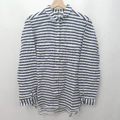 ◇ ⊂ ZARA BASIC ザラベーシック ボーダー柄 長袖 ボーダーデザインシャツ サイズM ネイビー系　ホワイト系 レディース E  【1507280005941】