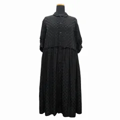 美品 14SS トリココムデギャルソン tricot COMME des GARCONS 花柄 ボーダー 丸襟 ロング ワンピース カットソー 五分袖 オールド アーカイブ AD2013 TM-O203 サイズM 黒 ブラック レディース