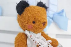 手作りテディベアベージュブラウン(最高級の複色モヘア