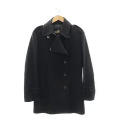 バーバリーブラックレーベル BURBERRY BLACK LABEL ウール カシミヤ混 Pコート 裏地チェック アウター M 黒 ブラック /MI ■OSのサムネイル