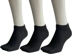 モードセレクト 5本指ソックス メンズ ランニング レディース 黒 くるぶし ショート スポーツ 抗菌防臭 夏 靴下 綿混 3足セット 25-27cm A40(ブラック,  25.0-27.0 cm)