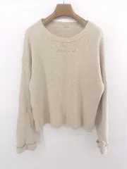 ◇ one after another NICE CLAUP 刺繍 ロールアップ 長袖 ニット セーター ベージュ系 レディース E  【1303240012666】