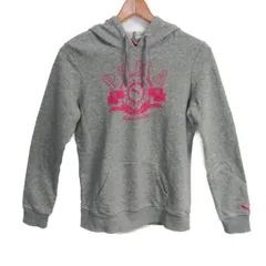 プーマ スウェット トレーナー フーディ 長袖 スポーツウエア トップス レディース Lサイズ グレー×ピンク PUMA 【中古】