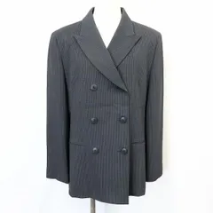 古着 23区 ニジュウサンク テーラードジャケット ストライプ ダブル 長袖 背抜き裏地 [B92～96/H99～103/T160～164] グレー系 毛×レーヨン×ナイロン×ポリ レディース 女性