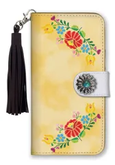 iPhone8 iPhone7 ケース 手帳型 アイフォン8 アイフォン7 スマホケース フリンジ ストラップ付 コンチョ  可愛い  花柄 フラワー 刺繍 プリント タッセル デニム柄 ピンク イエロー カラー04