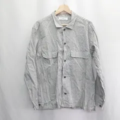 ◇ ◎ ⊇ UNITED ARROWS ユナイテッドアローズ ストライプ 長袖 シャツ サイズL ブラック系 メンズ E  【1504210001936】