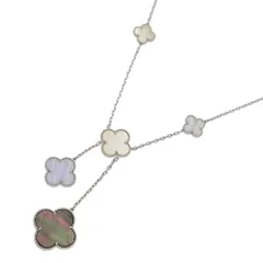 Van Cleef ＆ Arpels マジックアルハンブラ・6モチーフ・マザーオブパール カルセドニーネックレス/750(WG無)-28.3g/VCARN18900【♀】【S】【レディース】★■584495【中古】
