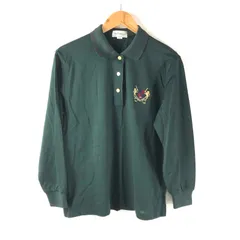 バーバリー BURBERRY ポロシャツ 長袖 ロゴ刺繡 ゴールドボタン 綿100％ 緑 Lサイズ 946781