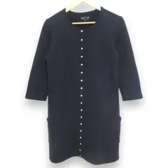 良品 agnes b. アニエスベー M001 ROBE CARDIGAN 七分袖 ロングカーディガンプレッション ワンピース サイズ3 ネイビー レディース 古着 中古 USED