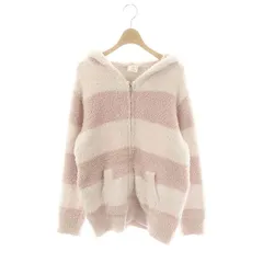 ジェラートピケ gelato pique 23AW ルームウェアボーダーパーカー ニット ジップアップ F ピンク オフホワイト /DO ■OSのサムネイル