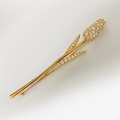 【セールSALE】 GIMEL ギメル 18K 1.321ct ダイヤモンド チューリップ フラワー ブローチ イエローゴールド