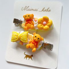 ホイップデコヘアピン＊イエローくま