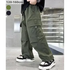 送料無料 ダークグリーン ダンス 衣装 発表会 韓国子供服 男の子 カーゴパンツ キッズ ジュニア ワイドパンツ ストリート 綿100％ サイドポケット ゆったり 120cm 130cm 140cm 150cm 160cm